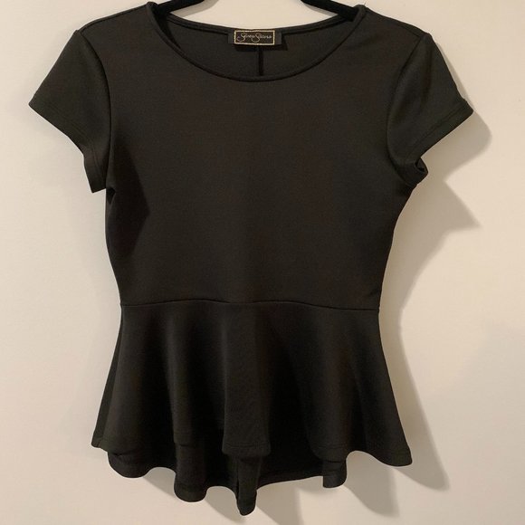 Mendocino black peplum blouse, size small. - Picture 1 of 3